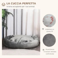 Cuccia per Cani Imbottita con Bordi Rialzati e Rivestimento Sfoderabile, 132x89x28cm, Grigio Scuro