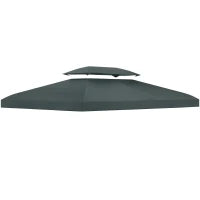Copertura per Gazebo 4x3 m a 2 Livelli in Poliestere con Cinghie e 10 Fori di Drenaggio, Grigio Antracite