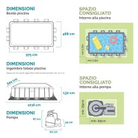 26374NP - Piscina Ultra Xtr Frame Rettangolare 975X488X132 Cm, Pompa A Sabbia, Scaletta Doppia, Telo Base, Copertura