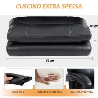 Sedia per Scrivania ad Altezza Regolabile e Reclinabile fino a 135°, in Pelle PU Nera, 65x76x113-121 cm