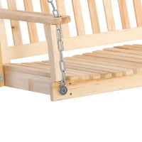 Dondolo da Giardino a 2 Posti, Panca Dondolo Sospeso, in Legno Massiccio, per Patio, Terrazza o Cortile, 117 x 69 x 60 cm, Naturale