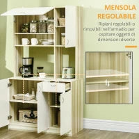 Mobile Buffet a 4 Porte per Cucina con 3 Armadietti, Cassetto e Piano d'Appoggio in Truciolato, 102x48x180 cm