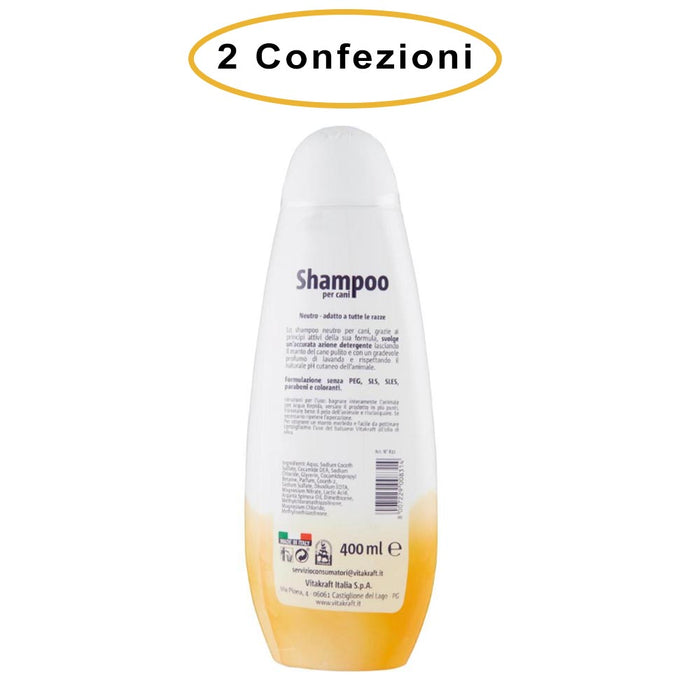 Vitakraft shampoo neutro per cani di tutte le razze profumo lavanda 2 confezioni da 250 ml