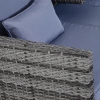 Set da Giardino 3 Pezzi con Divano a 2 Posti e 2 Sgabelli con Cuscini, in Rattan PE e Metallo