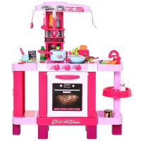 Cucina Giocattolo per Bambini con 38 Accessori Inclusi, con Luci e Suoni Realistici, 78x29x87 cm, Rosa