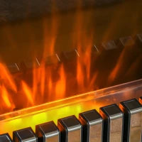 Camino Elettrico da Terra con Effetto Fiamma Realistico, Timer e Telecomando, 1000W e 2000W, 79x26x77.5cm, Bianco e Nero