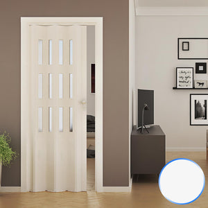 Porta a Soffietto da Interno in PVC Bianca Vetro Satinato 88 5x214 cm mod. Luciana