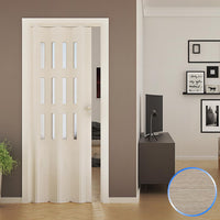 Porta a Soffietto da Interno in PVC Cedro Vetro Satinato 88 5x214 cm mod. Luciana
