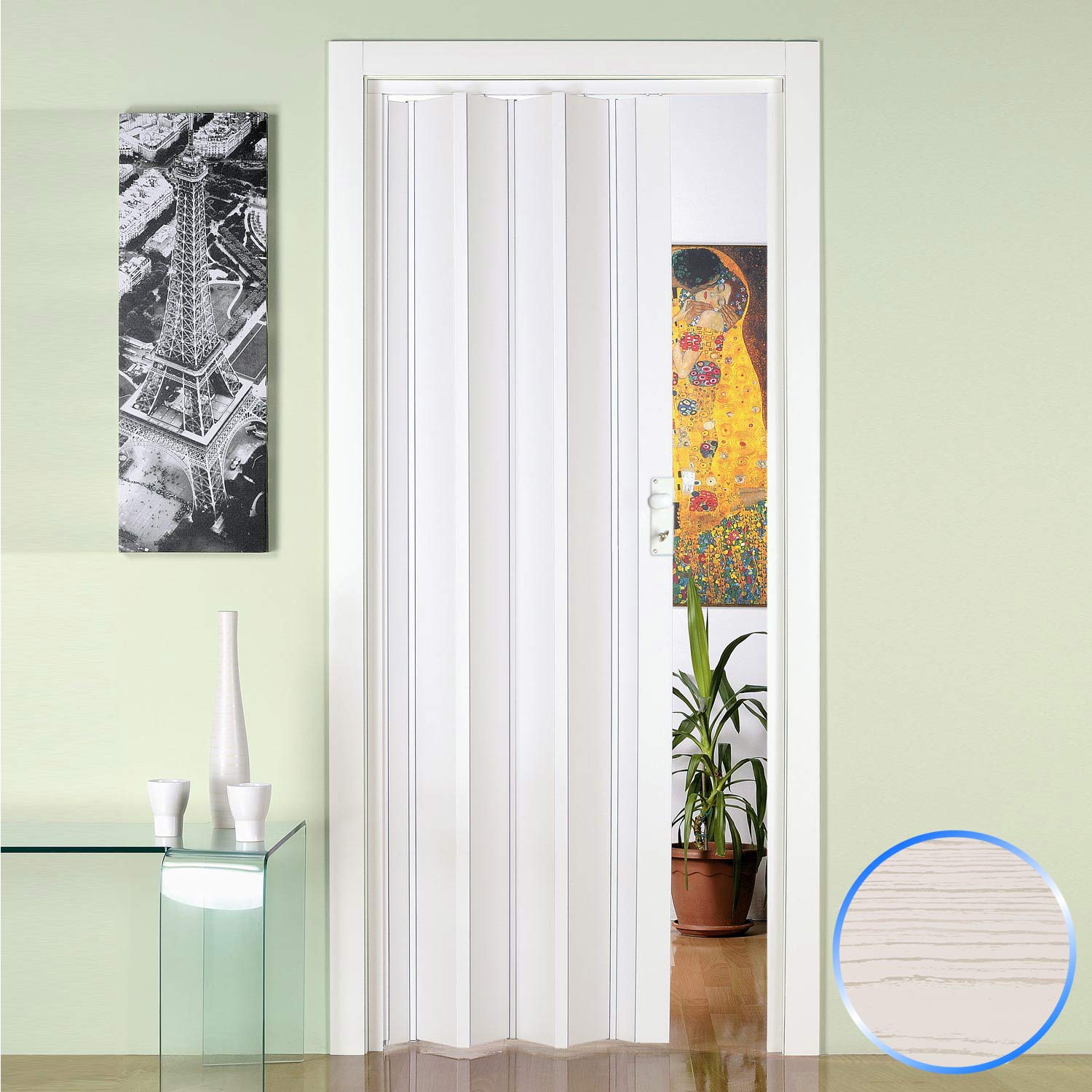 Porta a Soffietto da Interno in PVC Pino Bianco 88 5x214 cm mod. Luciana