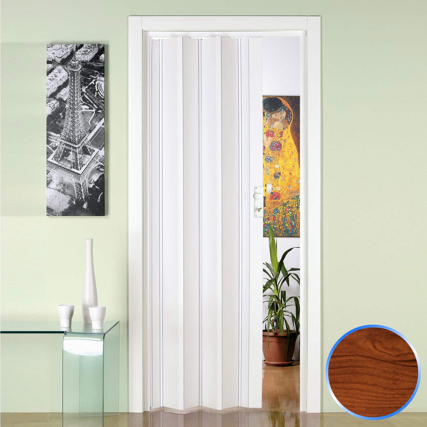 Porta a Soffietto da Interno in PVC Ciliegio 88 5x214 cm mod. Luciana