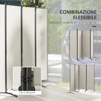 Paravento da Esterno e Interno a 4 Pannelli Pieghevole, 221x50x172cm, Crema