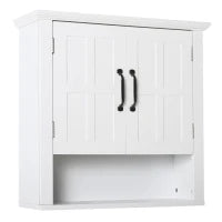 Armadietto 2 Ripiani Montabile a Parete da Parete Cucina Bagno Legno 60x19,8x58cm Bianco