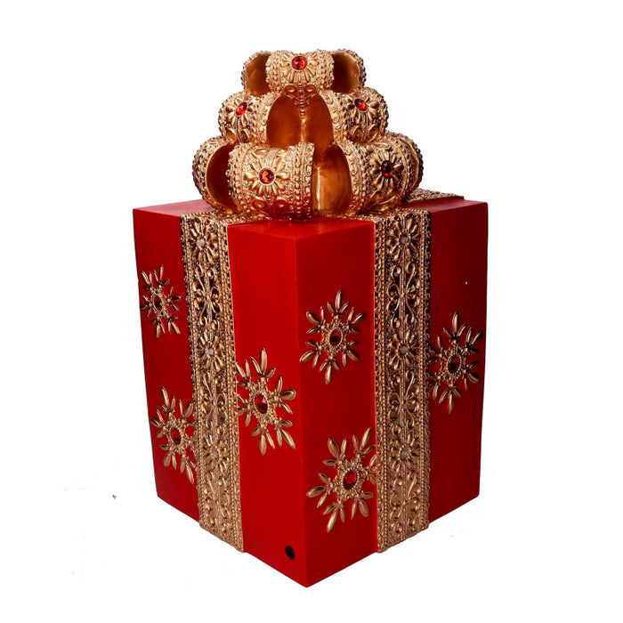 Pacco regalo resina oro e rossocm28x28h50,8