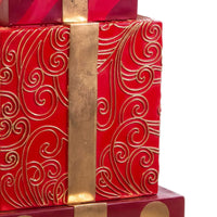 Pacco regalo resina trio oro e rosso cm 47x47h129