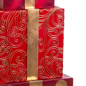 Pacco regalo resina trio oro e rosso cm 47x47h129