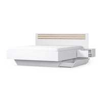 Pack letto FLORENCE – 160x200 cm – Con rete + 2 cassetti – Comodini integrati – Bianco e rovere