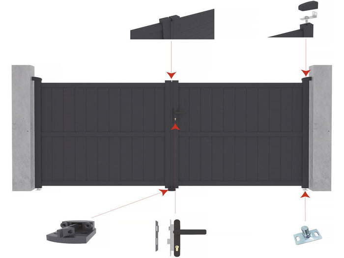 Pacchetto cancello + wicket "Marc" – Grigio