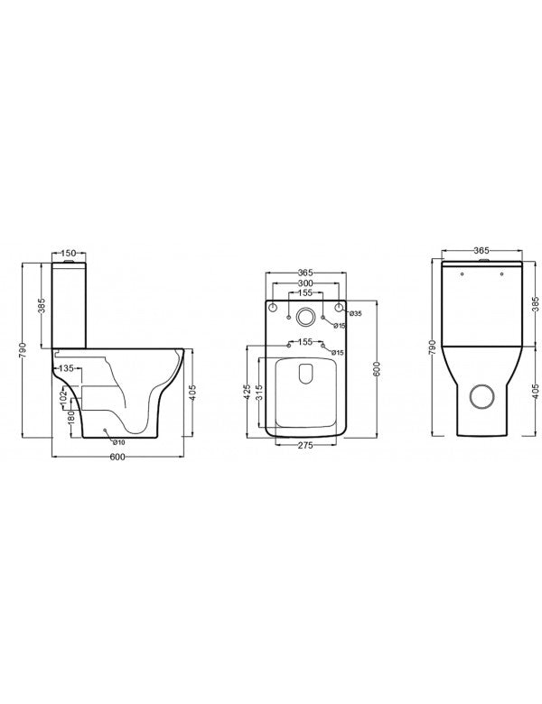 AMPIFOLIS pacchetto WC autoportante 60x36,5x79 cm con sedile freno a caduta