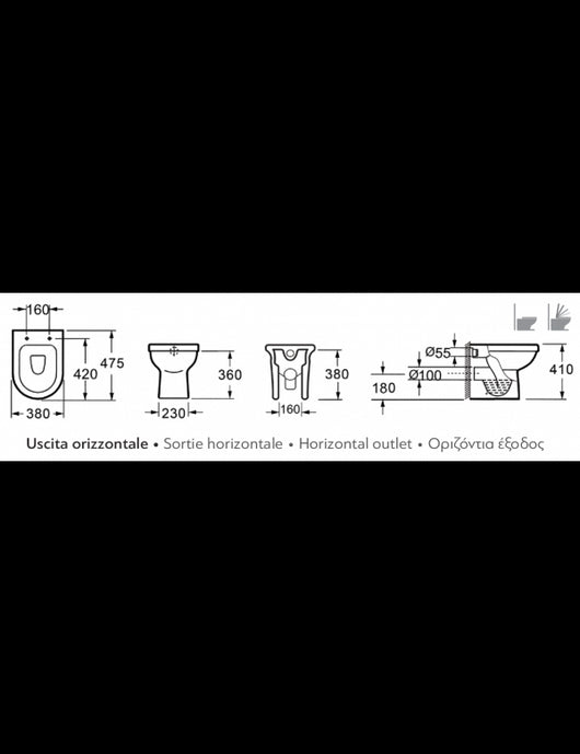 Pacchetto WC senza brida clampless per PAROS - con sedile con freno a caduta