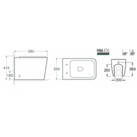 Confezione WC da banco senza brida NENY senza brida 58x41,5x35 cm
