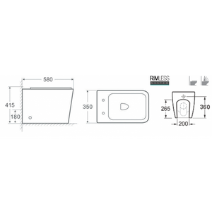 Confezione WC da banco senza brida NENY senza brida 58x41,5x35 cm