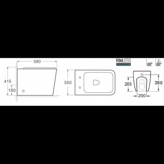 Confezione WC da banco senza brida NENY senza brida 58x41,5x35 cm