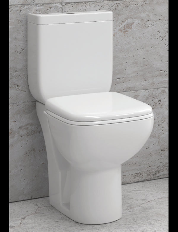 Pacchetto WC da appoggio SQUARE in porcellana con sedile freno a goccia