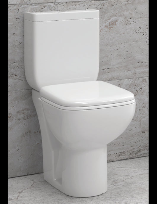 Pacchetto WC da appoggio SQUARE in porcellana con sedile freno a goccia