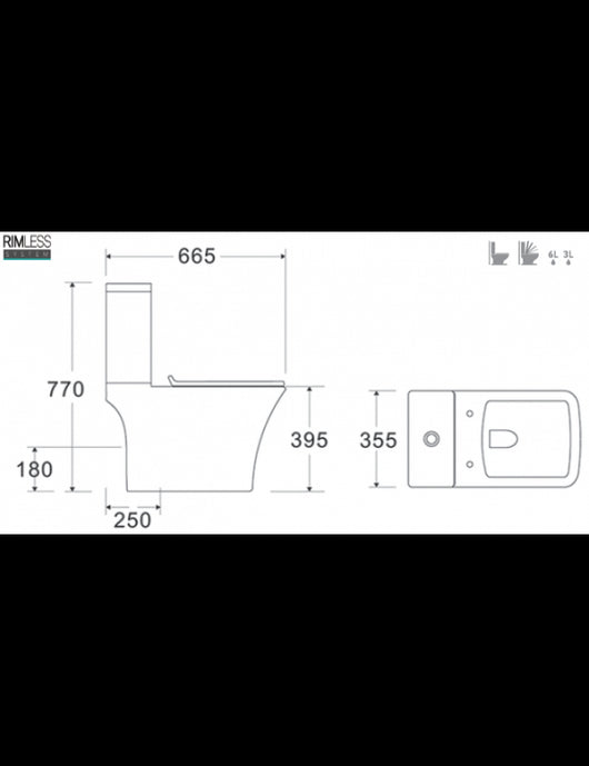 NATALIA Confezione WC orizzontale da banco senza brida 66,5x35,5x77 cm con sedile WC