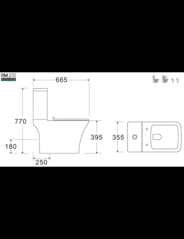 NATALIA Confezione WC da Banco Senza Rima Verticale 66,5x35,5x77 cm con Sedile WC