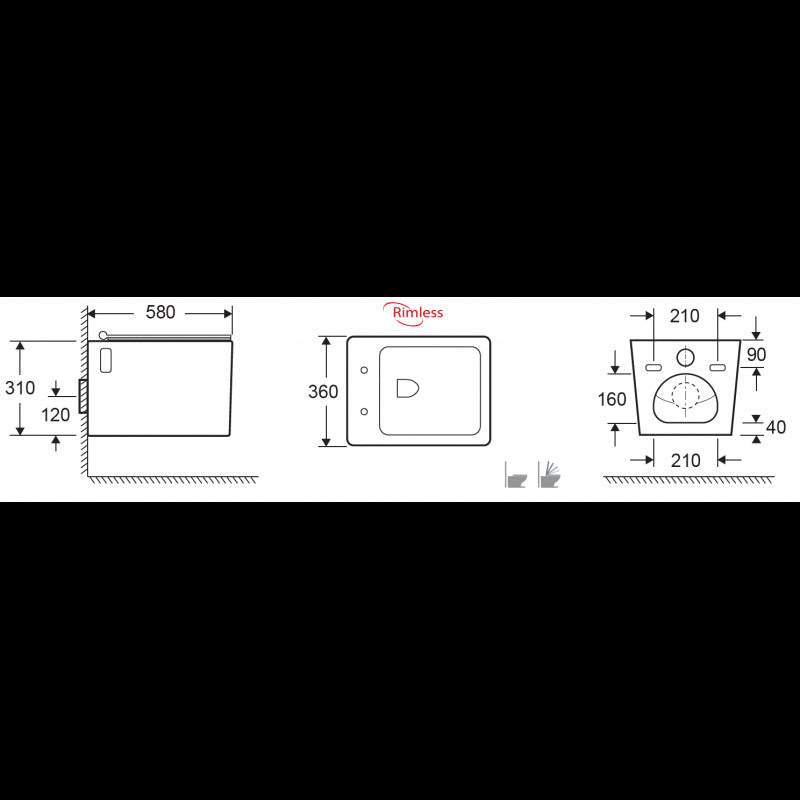 Pacchetto WC senza brida NENY senza brida 58x36x31 cm