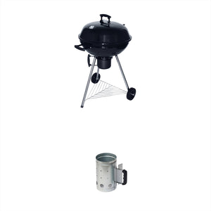 Barbecue a sfera a carbone, griglia e affumicatore 57cm con ruote e