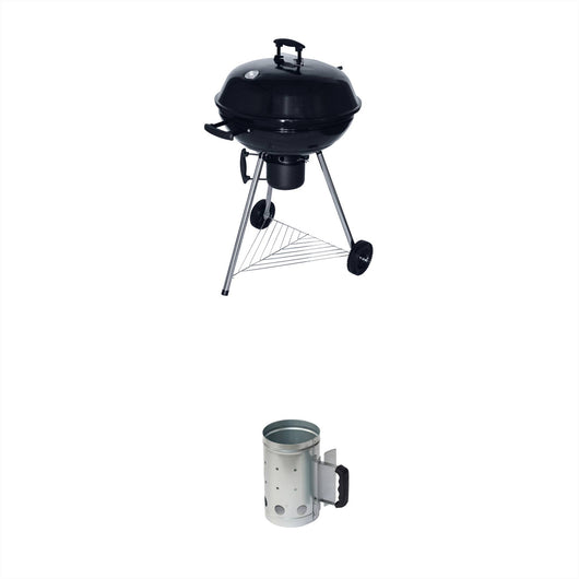 Barbecue a sfera a carbone, griglia e affumicatore 57cm con ruote e