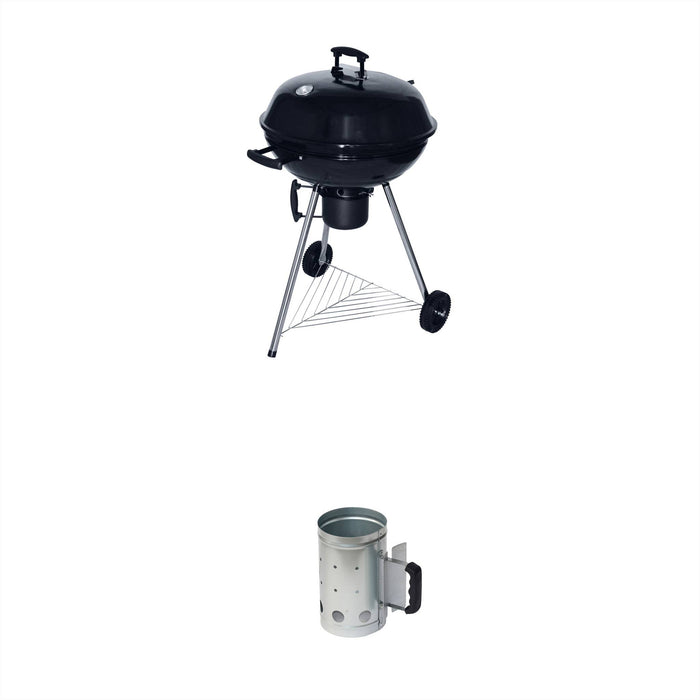 Barbecue a sfera a carbone, griglia e affumicatore 57cm con ruote e