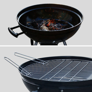 Barbecue a sfera a carbone, griglia e affumicatore 57cm con ruote e