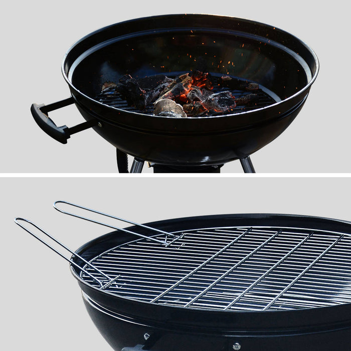 Barbecue a sfera a carbone, griglia e affumicatore 57cm con ruote e