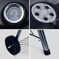 Barbecue a sfera a carbone, griglia e affumicatore 57cm con ruote e