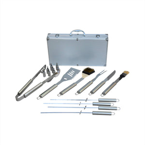 Barbecue a carbonella con valigetta per utensili, nero