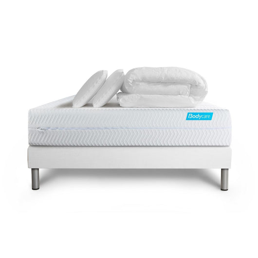 Pacchetto letto completo - Materasso 180x200cm + Box spring con doghe (kit) + 2 cuscini + Piumino - Biocare