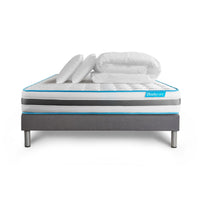 Pacchetto letto completo - Materasso 160x200cm + Box spring con doghe (kit) + 2 cuscini + Piumino - BodyFlex