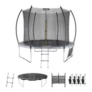 Trampolino 250cm con rete interna e pacchetto accessori, grigio