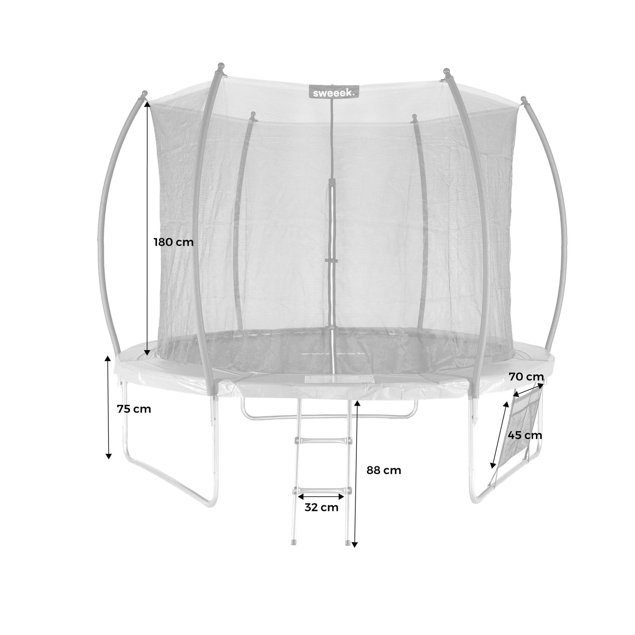 Trampolino 305cm con rete interna e pacco di accessori, grigio