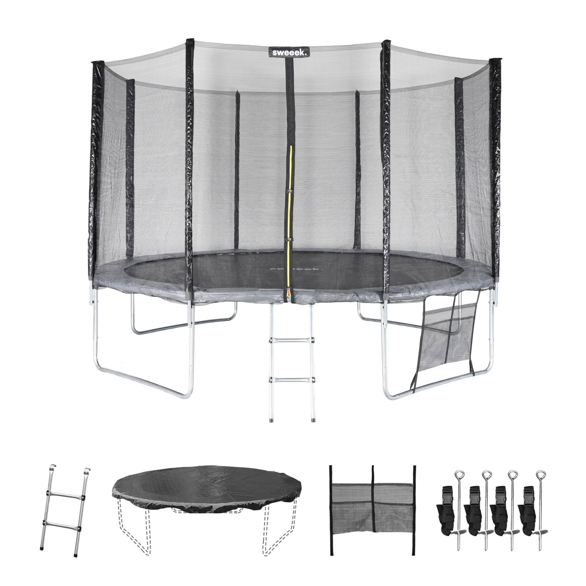 Trampolino 370cm con pacchetto di accessori, grigio