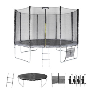 Trampolino 370cm con pacchetto di accessori, grigio