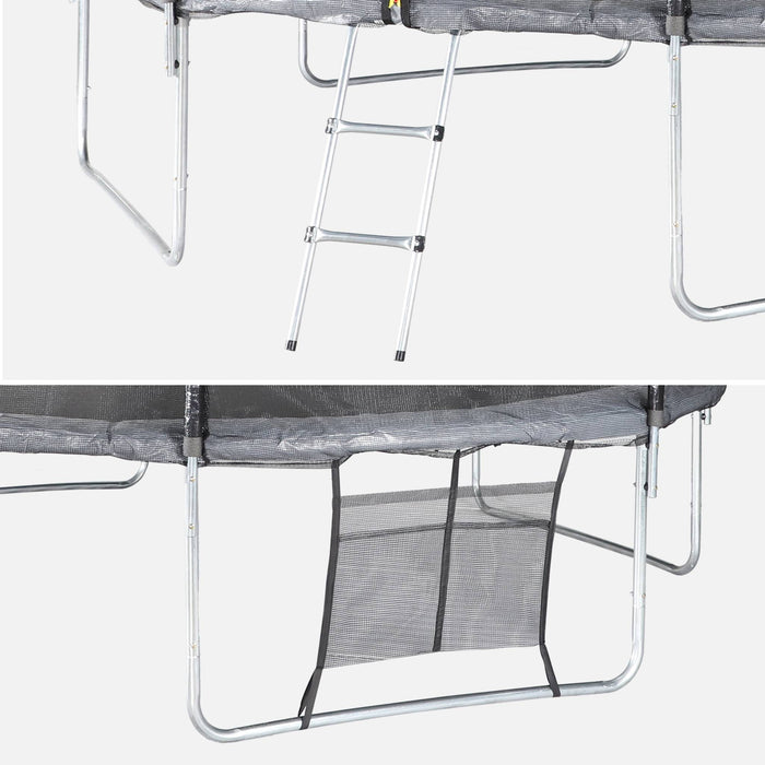 Trampolino 370cm con pacchetto di accessori, grigio