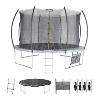 Trampolino 370cm rete interna con set di accessori, grigio