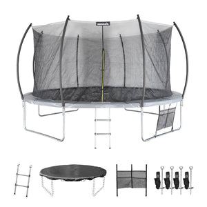 Trampolino 430cm rete interna con set di accessori, grigio