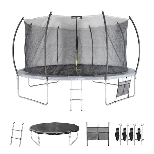 Trampolino 430cm rete interna con set di accessori, grigio