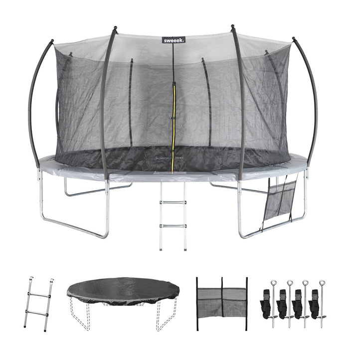 Trampolino 430cm rete interna con set di accessori, grigio