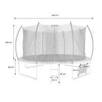 Trampolino 430cm rete interna con set di accessori, grigio